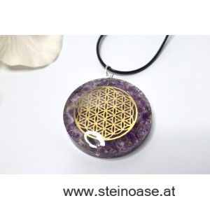 Orgon Anhänger: Amethyst & Blume des Lebens